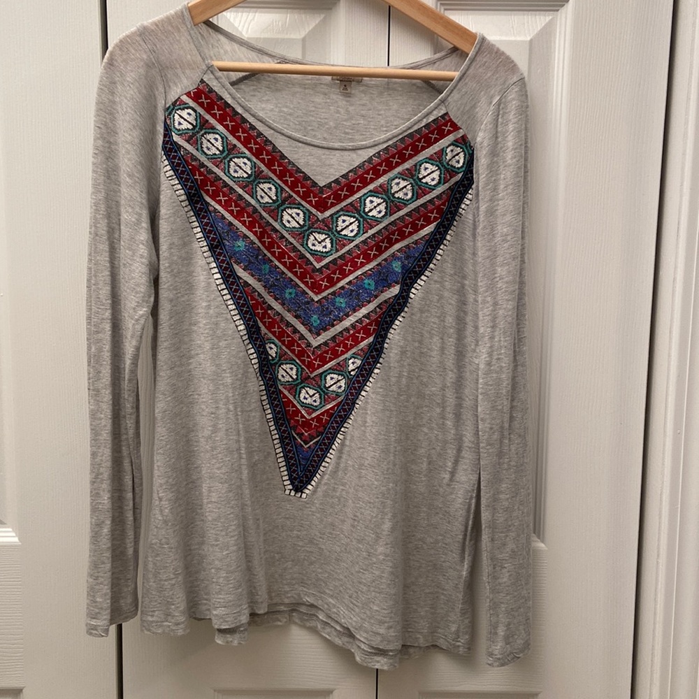 Chip & Pepper Boho Aztec Tribal Long-Sleeve T-shirt Size Small